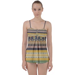 Seamless-pattern-egyptian-ornament-with-lotus-flower Babydoll Tankini Set