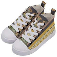 Seamless-pattern-egyptian-ornament-with-lotus-flower Kids  Mid-top Canvas Sneakers by Jancukart