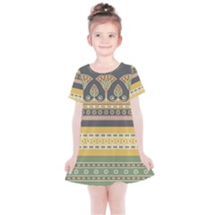 Seamless-pattern-egyptian-ornament-with-lotus-flower Kids  Simple Cotton Dress by Jancukart