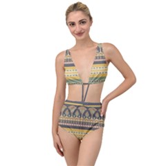 Seamless-pattern-egyptian-ornament-with-lotus-flower Tied Up Two Piece Swimsuit