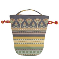 Seamless-pattern-egyptian-ornament-with-lotus-flower Drawstring Bucket Bag