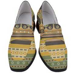 Seamless-pattern-egyptian-ornament-with-lotus-flower Women s Chunky Heel Loafers