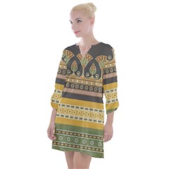 Seamless-pattern-egyptian-ornament-with-lotus-flower Open Neck Shift Dress