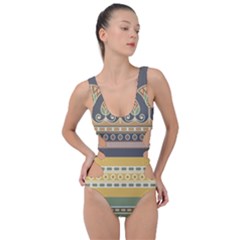 Seamless-pattern-egyptian-ornament-with-lotus-flower Side Cut Out Swimsuit