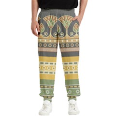 Seamless-pattern-egyptian-ornament-with-lotus-flower Men s Elastic Waist Pants