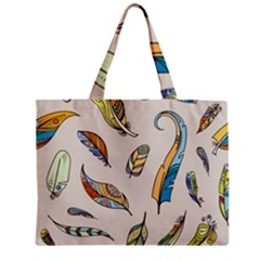 Vector-boho-doodle-feathers-seamless-pattern-illustration Zipper Mini Tote Bag