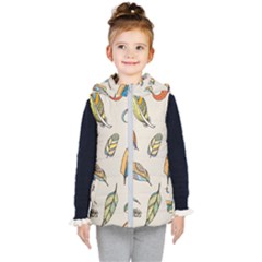 Vector-boho-doodle-feathers-seamless-pattern-illustration Kids  Hooded Puffer Vest