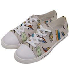 Vector-boho-doodle-feathers-seamless-pattern-illustration Women s Low Top Canvas Sneakers