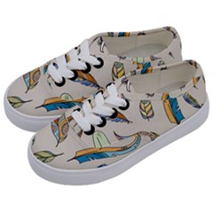 Vector-boho-doodle-feathers-seamless-pattern-illustration Kids  Classic Low Top Sneakers