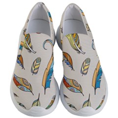 Vector-boho-doodle-feathers-seamless-pattern-illustration Women s Lightweight Slip Ons