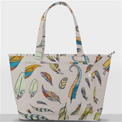 Vector-boho-doodle-feathers-seamless-pattern-illustration Back Pocket Shoulder Bag 