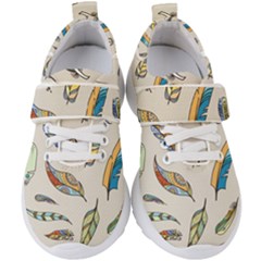 Vector-boho-doodle-feathers-seamless-pattern-illustration Kids  Velcro Strap Shoes