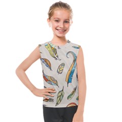 Vector-boho-doodle-feathers-seamless-pattern-illustration Kids  Mesh Tank Top