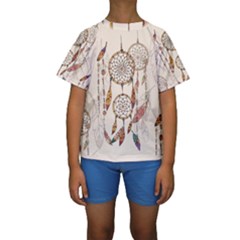 Coloured-dreamcatcher-background Kids  Short Sleeve Swimwear