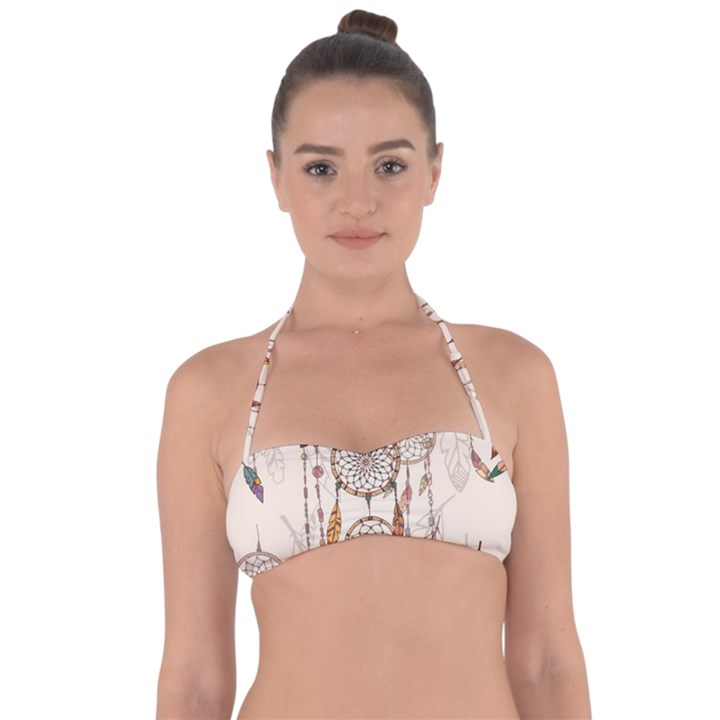 Coloured-dreamcatcher-background Halter Bandeau Bikini Top