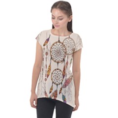 Coloured-dreamcatcher-background Cap Sleeve High Low Top