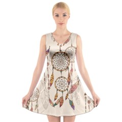 Coloured-dreamcatcher-background V-neck Sleeveless Dress