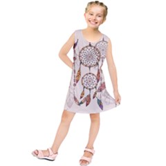 Coloured-dreamcatcher-background Kids  Tunic Dress