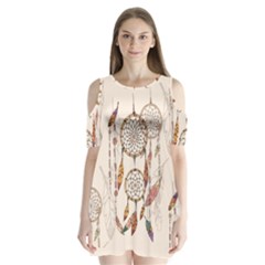 Coloured-dreamcatcher-background Shoulder Cutout Velvet One Piece