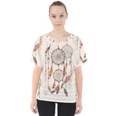 Coloured-dreamcatcher-background V-neck Dolman Drape Top