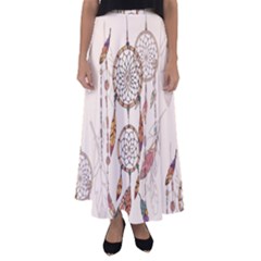 Coloured-dreamcatcher-background Flared Maxi Skirt