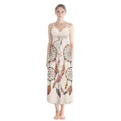 Coloured-dreamcatcher-background Button Up Chiffon Maxi Dress