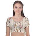 Coloured-dreamcatcher-background Velvet Short Sleeve Crop Top  View1