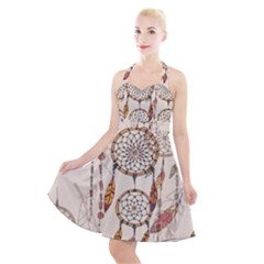 Coloured-dreamcatcher-background Halter Party Swing Dress  by Jancukart