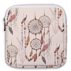 Coloured-dreamcatcher-background Mini Square Pouch by Jancukart