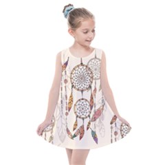 Coloured-dreamcatcher-background Kids  Summer Dress by Jancukart