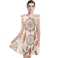 Coloured-dreamcatcher-background Tie Up Tunic Dress