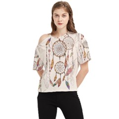 Coloured-dreamcatcher-background One Shoulder Cut Out Tee