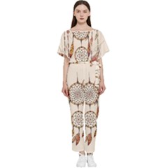 Coloured-dreamcatcher-background Batwing Lightweight Chiffon Jumpsuit