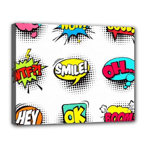 Set-colorful-comic-speech-bubbles Canvas 14  X 11  (stretched)