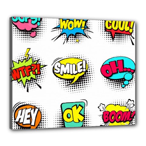 Set-colorful-comic-speech-bubbles Canvas 24  X 20  (stretched)