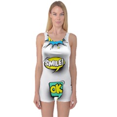 Set-colorful-comic-speech-bubbles One Piece Boyleg Swimsuit