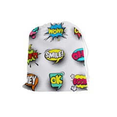 Set-colorful-comic-speech-bubbles Drawstring Pouch (large)