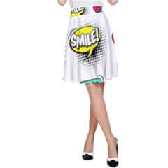 Set-colorful-comic-speech-bubbles A-line Skirt