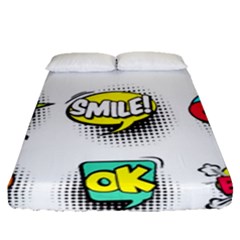 Set-colorful-comic-speech-bubbles Fitted Sheet (queen Size) by Jancukart