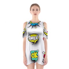 Set-colorful-comic-speech-bubbles Shoulder Cutout One Piece Dress