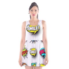 Set-colorful-comic-speech-bubbles Scoop Neck Skater Dress