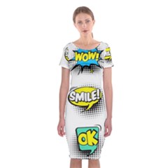 Set-colorful-comic-speech-bubbles Classic Short Sleeve Midi Dress