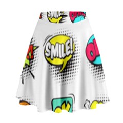 Set-colorful-comic-speech-bubbles High Waist Skirt