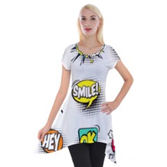 Set-colorful-comic-speech-bubbles Short Sleeve Side Drop Tunic