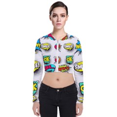 Set-colorful-comic-speech-bubbles Long Sleeve Zip Up Bomber Jacket