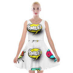 Set-colorful-comic-speech-bubbles Velvet Skater Dress