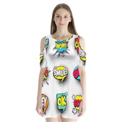 Set-colorful-comic-speech-bubbles Shoulder Cutout Velvet One Piece by Jancukart