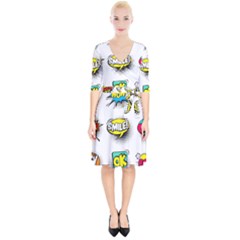 Set-colorful-comic-speech-bubbles Wrap Up Cocktail Dress