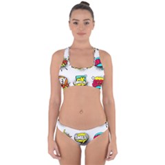 Set-colorful-comic-speech-bubbles Cross Back Hipster Bikini Set