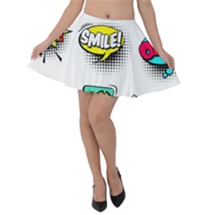 Set-colorful-comic-speech-bubbles Velvet Skater Skirt by Jancukart